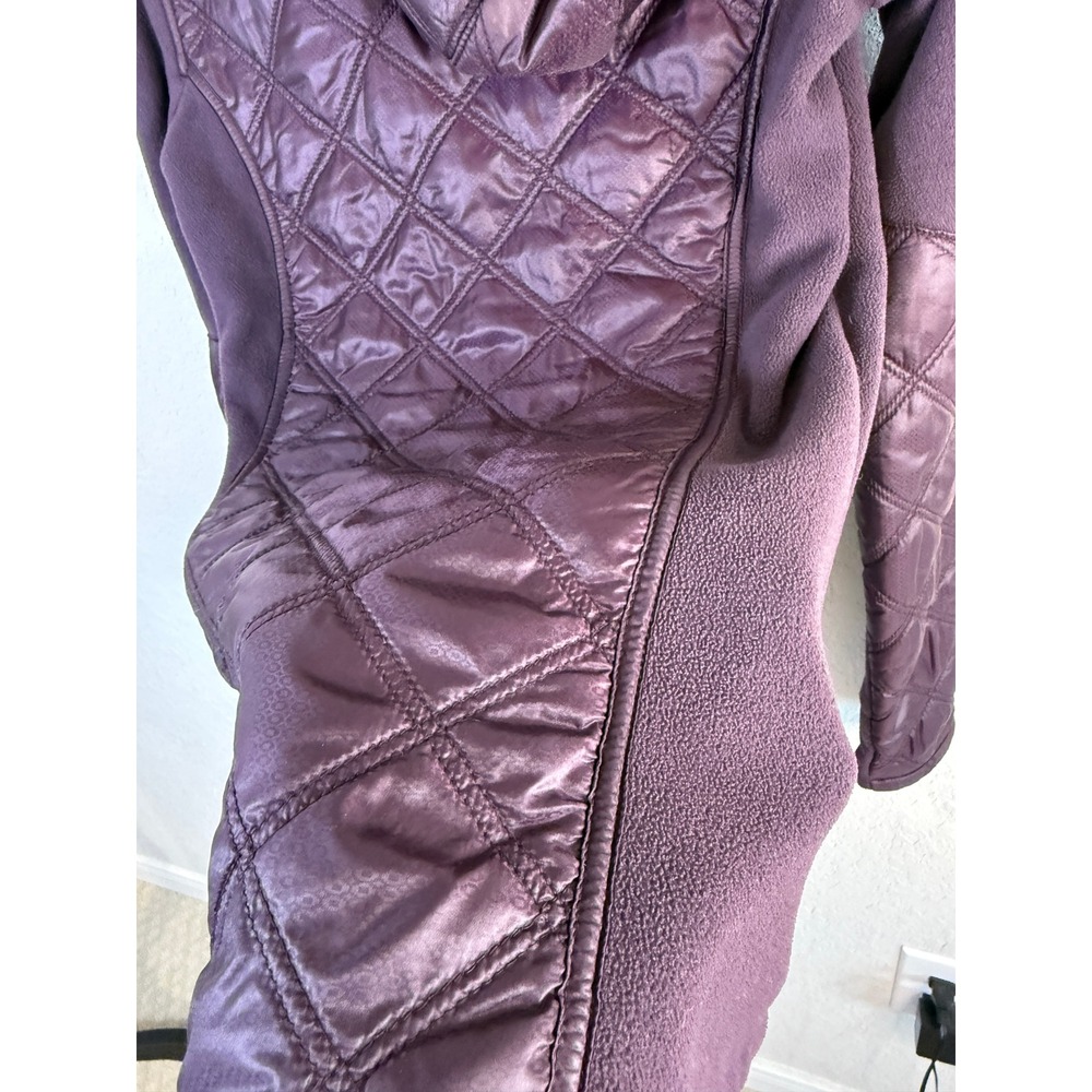 Athleta Quilted Fleece Hooded Jacket Purple XS Full‎ Zip Pockets Athletic - Picture 6 of 7